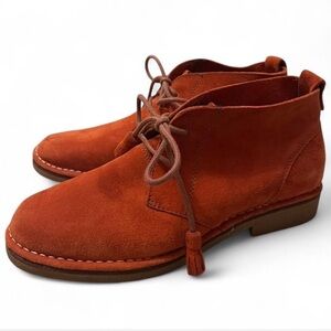 Hush Puppies Suede Burnt Orange Sedona Desert Tassel Booties Cyra Catelyn